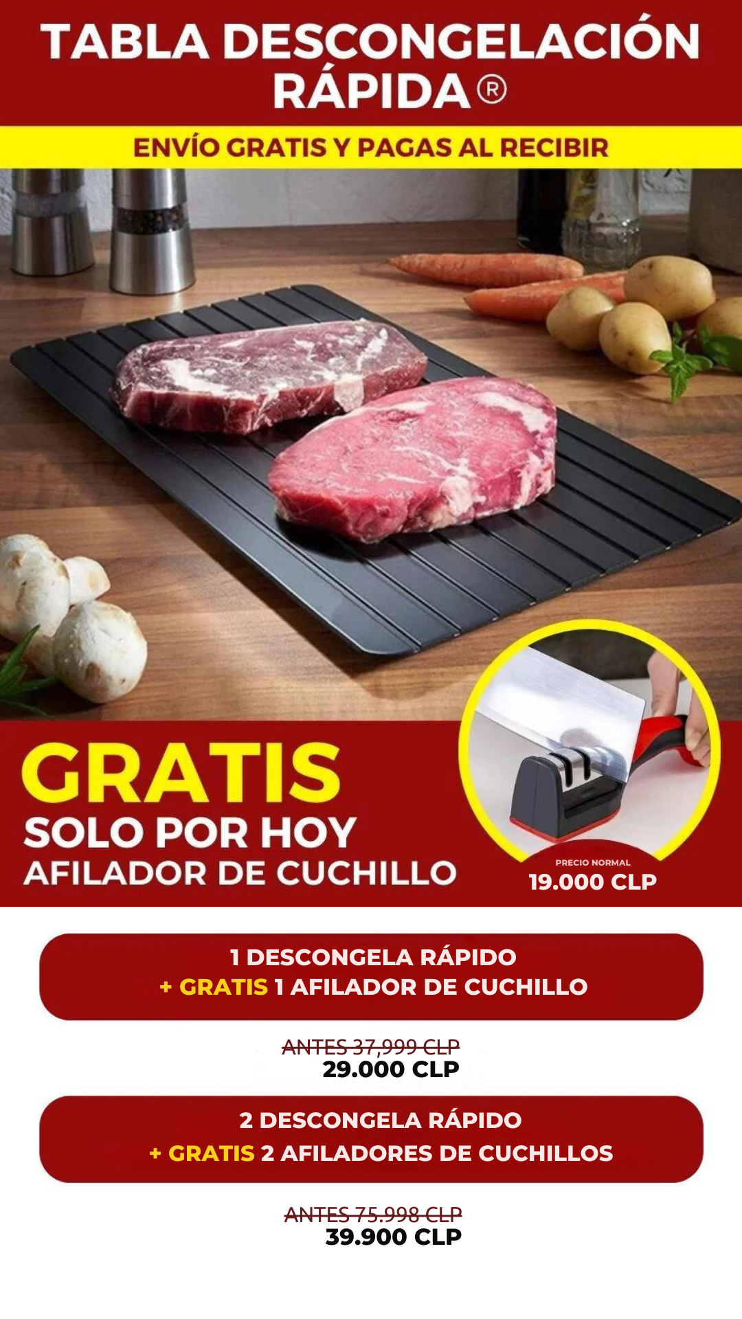 Tabla Descongelacíon Rápida + Afilador de Cuchillo GRATIS! 🎁